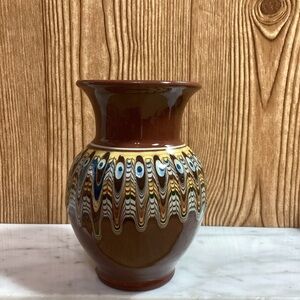 Vintage BULGAR Redware Slip Glaze 6” Vase